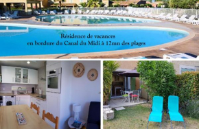 maisonnette de vacance dans résidence avec piscine à 12m des plages